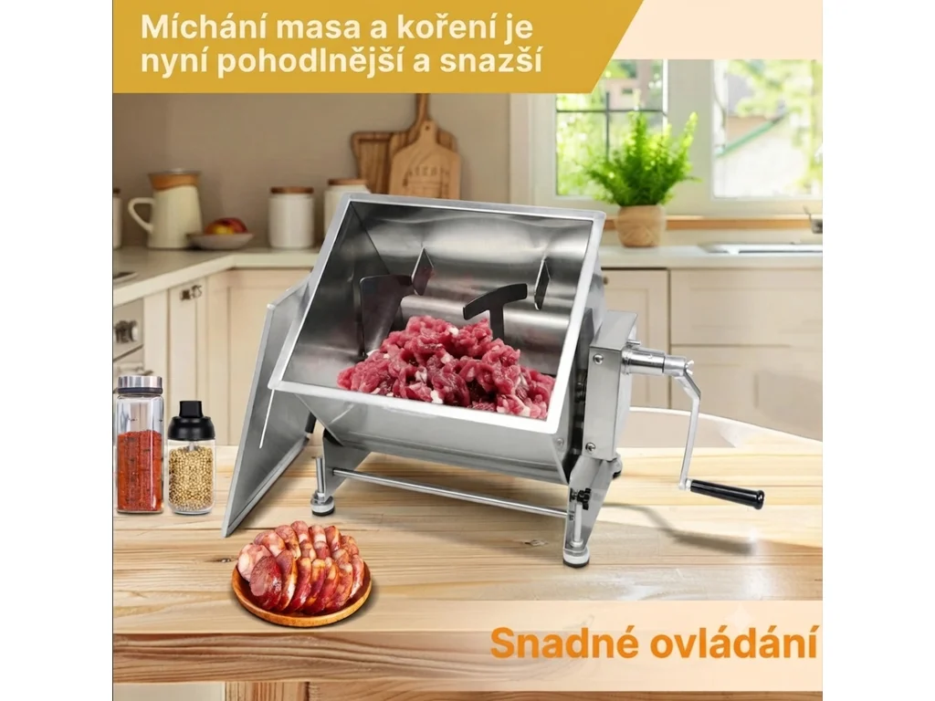 Miešač na mäso s objemom 20 l s vyklápacou nádobou a možnosťou pripojenia elektrického mlynčeka – Obrázok 5