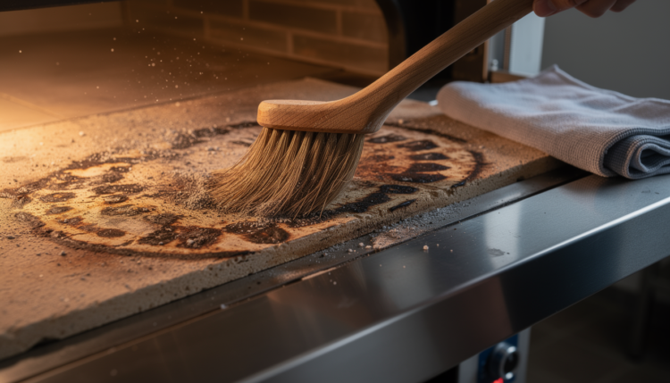 Čistenie pizza pece – šamotový kameň, vyhrievacie telesá a nerezový plášť