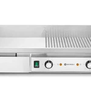 Grilovacia platňa, doska 1/2 hladká a 1/2 ryhovaná, HENDI, Budget Line, 400V/4400W, 720x460x(H)241mm