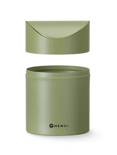Stolný kôš na odpadky s pohyblivým krytom, HENDI, 1,2L, Zelená, ⌀120x(H)165mm – Obrázok 6