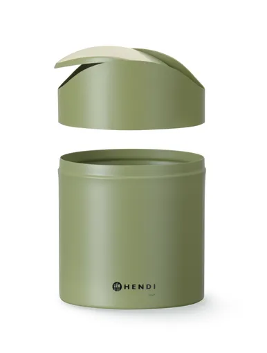 Stolný kôš na odpadky s pohyblivým krytom, HENDI, 1,2L, Zelená, ⌀120x(H)165mm – Obrázok 4