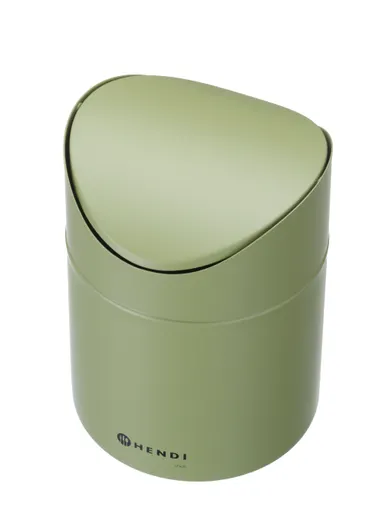 Stolný kôš na odpadky s pohyblivým krytom, HENDI, 1,2L, Zelená, ⌀120x(H)165mm – Obrázok 3