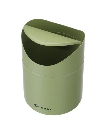 Stolný kôš na odpadky s pohyblivým krytom, HENDI, 1,2L, Zelená, ⌀120x(H)165mm – Obrázok 2