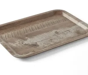 Servírovací podnos s laminátom z melamínu, so vzorom dreva, AmerBox, Tmavá dubová, 240x340mm