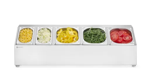 Stojan pre gastronádoby, HENDI, 5 priehradiek, 745x245x(H)215mm – Obrázok 2
