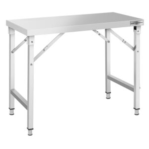 Nerezový pracovný stôl – skladací – 1200 × 700 mm