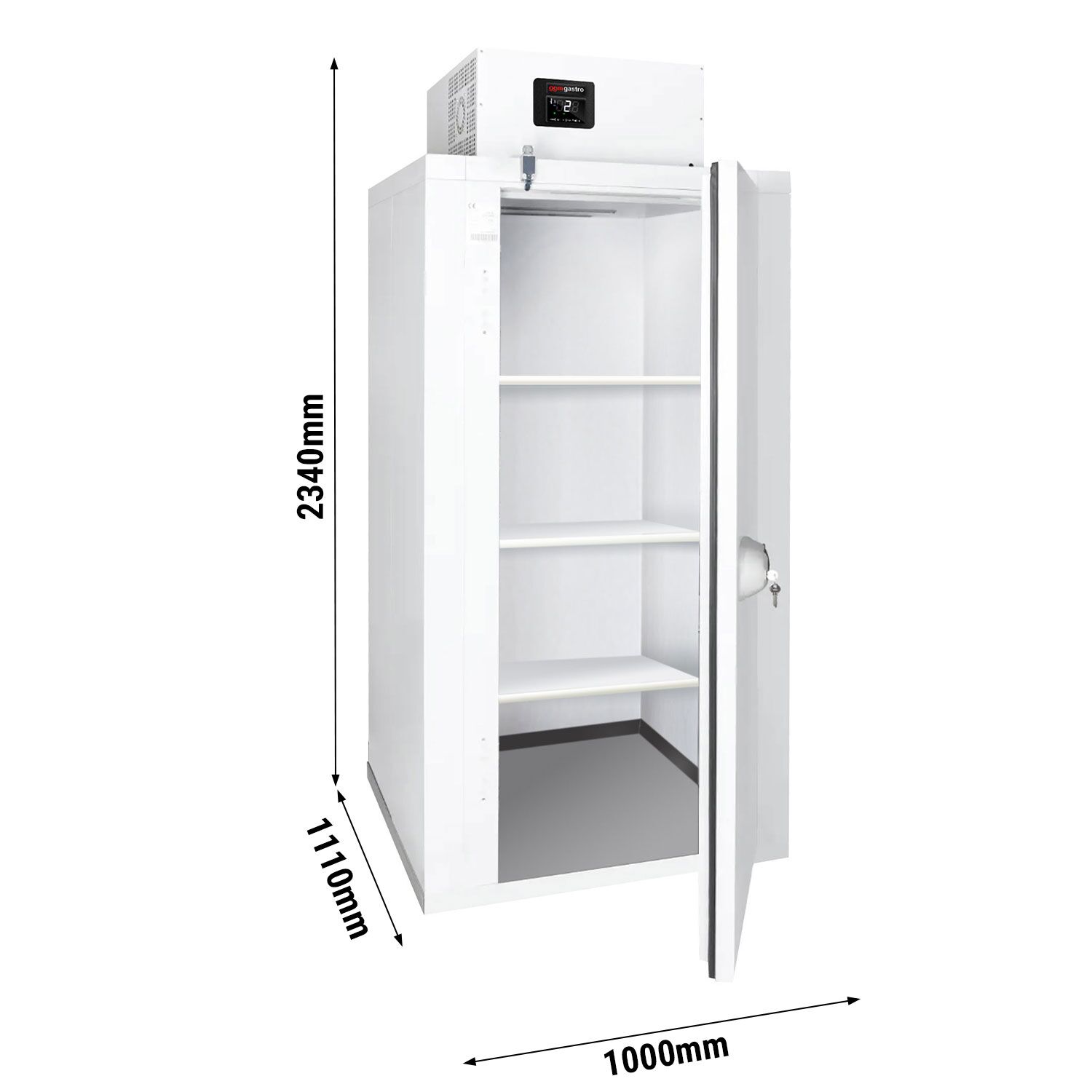 Kompaktná chladiaca bunka – 1000 × 1100 mm – 1,59 m³ – s 3 policami. – Obrázok 5