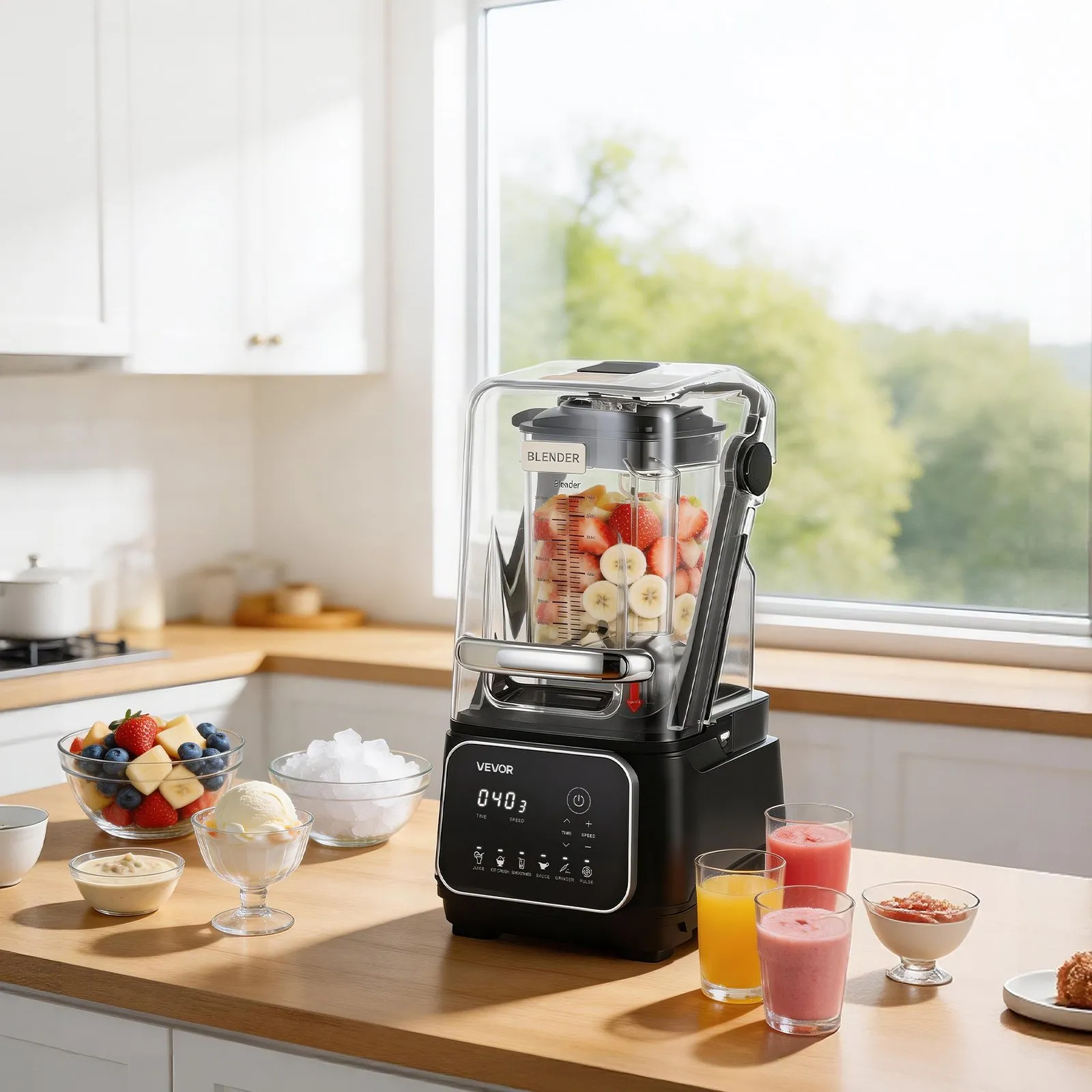 Stojanový mixér, smoothie mixér s ochranným krytom, 2200 W6 – Obrázok 5