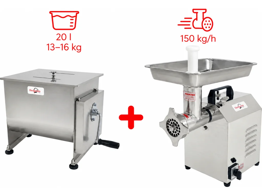 Elektrický miešač mäsa – 20 l – 16 kg – dvojitý hriadeľ